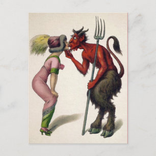 Vintage Kissing Devil Postcard