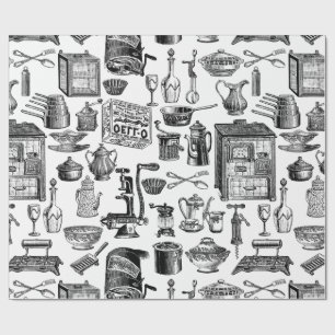 vintage kitchen antique toile white victorian wrapping paper