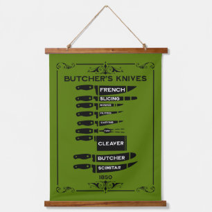 Vintage Kitchen Butchers Knives Hanging Tapestry