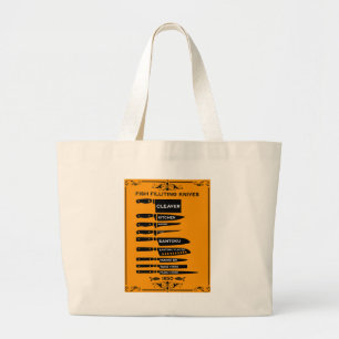 Vintage Kitchen Fish Filleting Knife Chart Large Tote Bag