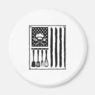 Vintage Kitchen Flag Cooking Utensils Shirt Design Magnet