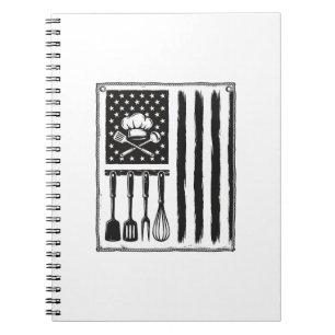 Vintage Kitchen Flag Cooking Utensils Shirt Design Notebook