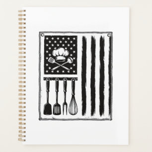 Vintage Kitchen Flag Cooking Utensils Shirt Design Planner