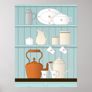 Vintage Kitchen Illustration Poster