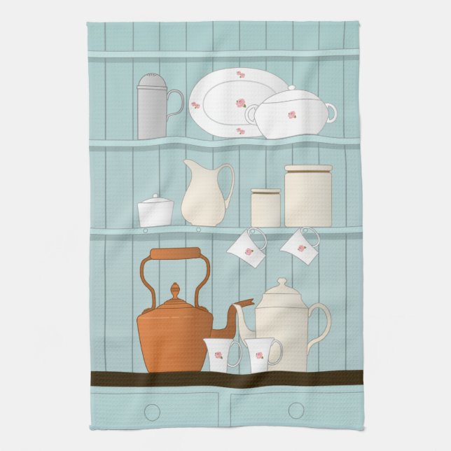 Vintage Kitchen Illustration Tea Towel (Vertical)