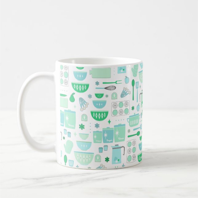 Vintage Kitchen Mint and Teal Coffee Mug (Left)