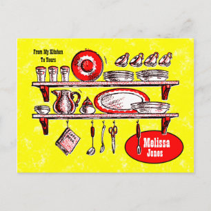 Vintage Kitchen Shelves Recipe Card
