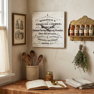 Vintage kitchen square wall clock
