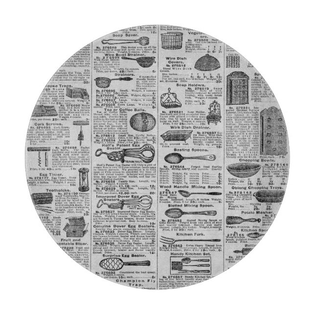 Vintage Kitchen Utensils Cutting Board (Front)