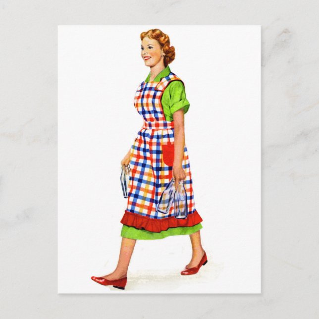 Vintage Kitsch American Housewife Postcard (Front)