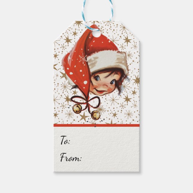 Vintage Kitsch Christmas Cheer Gift Tags (Front)