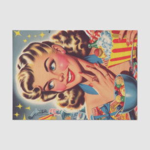 Vintage Kitsch Girl Tissue Paper