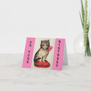 Vintage Kitten Birthday Greeting Card