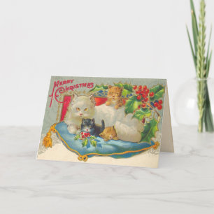 Vintage Kitten Christmas Card