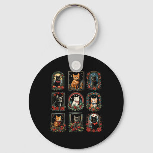 Vintage Kitten Christmas Cats Key Ring