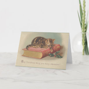Vintage Kitten Christmas Greeting Card