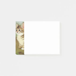 Vintage Kitten Illustration with Flowers Post-it Notes