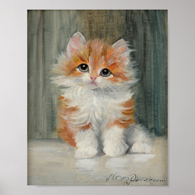 Vintage Kitten Painting Poster (Front)