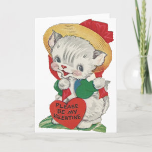 Vintage Kitten Valentine Holiday Card