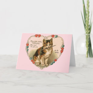 Vintage Kitten Valentine's Day Greeting Card