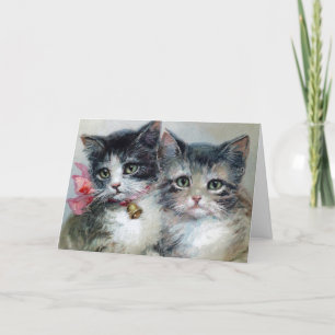 Vintage Kittens Art 2, Your Text Thank You Card