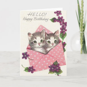Vintage Kittens Birthday Greeting Card