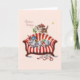 Vintage Kittens Christmas Greeting Card