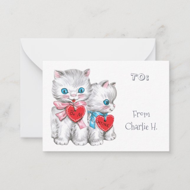 Vintage Kittens Classroom Valentine's Card (Front)