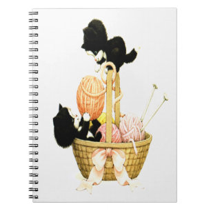 Vintage Kittens in Basket Notebook