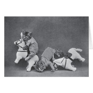 Vintage - Kittens on Bucking Broncos,