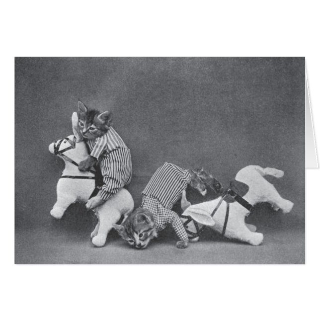 Vintage - Kittens on Bucking Broncos, (Front Horizontal)