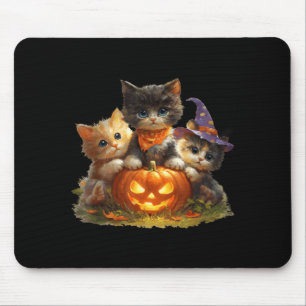 Vintage kittens pumpkin cute cat spooky season mouse pad