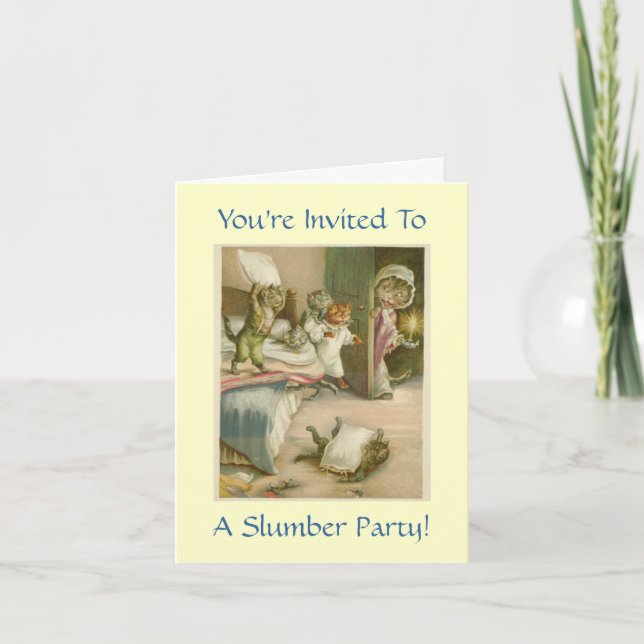 Vintage Kittens Slumber Party Invitation (Front)