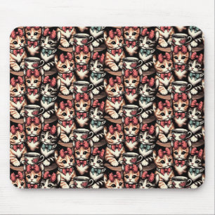 Vintage Kittens Tea Party Mouse Pad