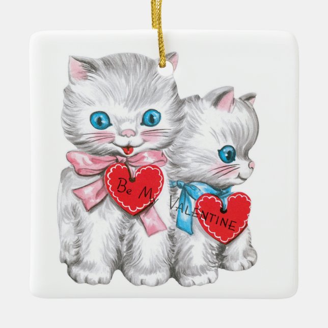 Vintage Kittens Valentine's ornament (Front)