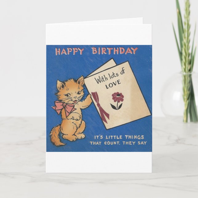 Vintage Kitty Birthday Card (Front)