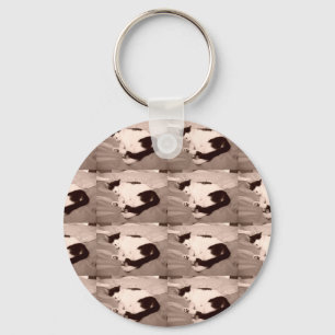 Vintage Kitty/Black and White Photography Key Ring