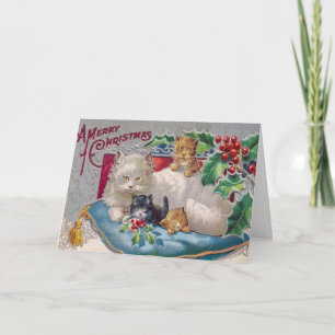 Vintage Kitty Cat Christmas Card, Customize it Holiday Card