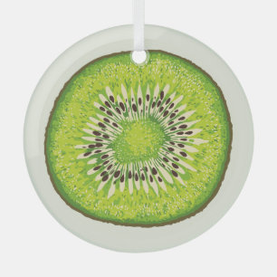 Vintage kiwi slice pattern. glass tree decoration