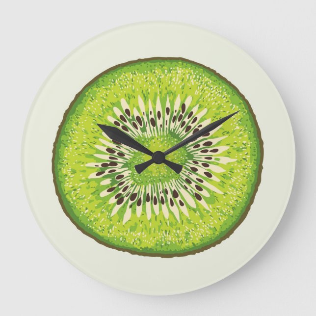 Vintage kiwi slice pattern. large clock (Front)