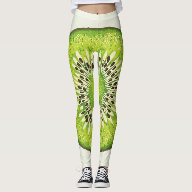 Vintage kiwi slice pattern. leggings (Front)