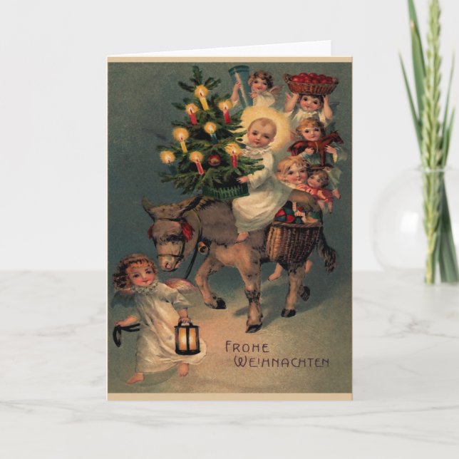 Vintage Klappkarte "Frohe Weihnachten" Holiday Card (Front)