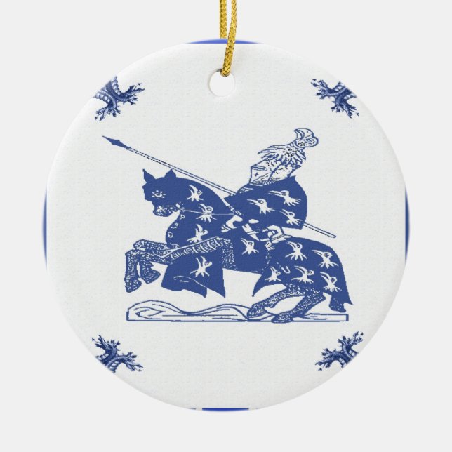Vintage Knight add, edit text Ceramic Ornament (Front)