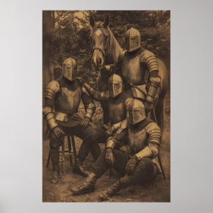 Vintage Knight & Horse Portrait Mediaeval Gothic Poster