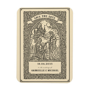Vintage Knight Mediaeval Sketch Save The Date Card Magnet