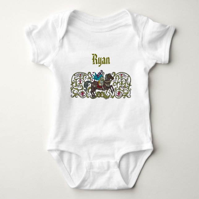 Vintage Knight Personalised Baby Bodysuit (Front)