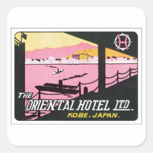 Vintage Kobe Japan Hotel Square Sticker