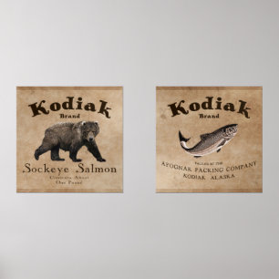 Vintage Kodiak Salmon Label