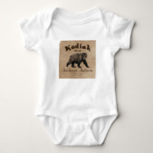 Vintage Kodiak Salmon Label Baby Bodysuit