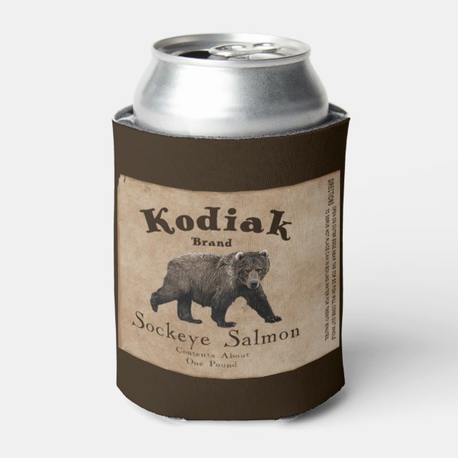 Vintage Kodiak Salmon Label Can Cooler (Can Front)